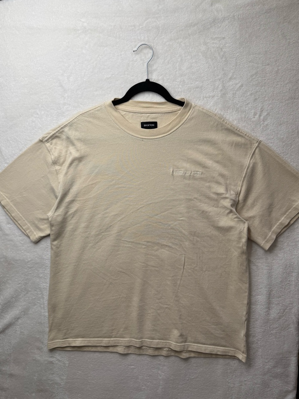 Brixton - Light Cream Short Sleeve Crewneck Tee 100% Heavyweight Cotton Jersey